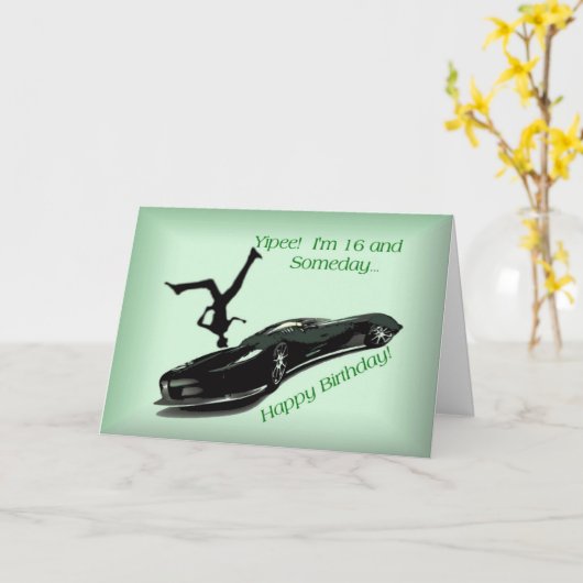 16 jaar en houdt van auto's kaart (Gele Bloem)