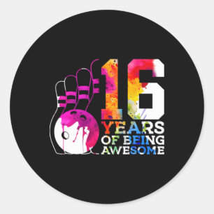 16 jaar Geweldige bowling 16e verjaardag Ronde Sticker