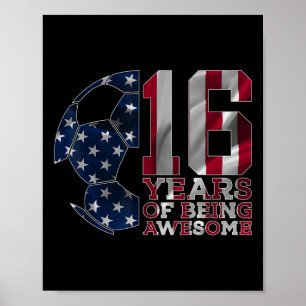 16 jaar lang geweldig voetbal 16e verjaardag poster