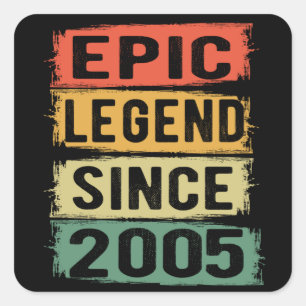 16 jaar oud bday 2005 epische legende 16e verjaard vierkante sticker
