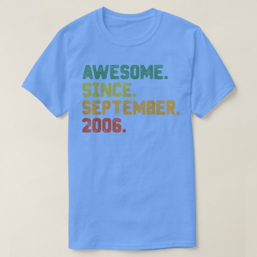 16 jaar oude geschenken Geweldige sinds september T-shirt (Design voorkant)