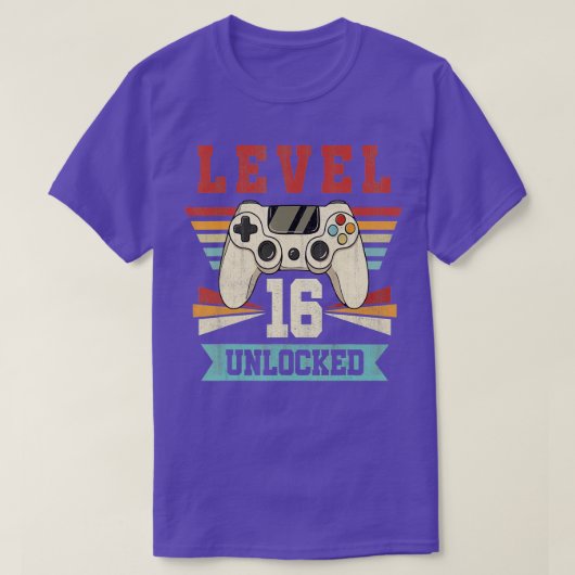 16 jaar oude geschenken Niveau 16 Unlockd 16th Bir T-shirt (Design voorkant)