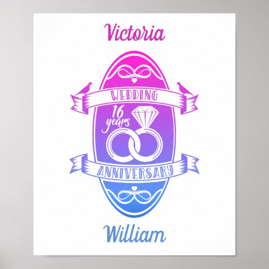 16 jaar zestiende trouwdag poster (Voorkant)