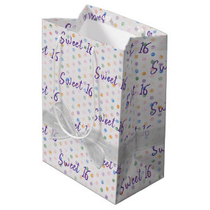 16-jarige borst op pokadots medium cadeauzakje