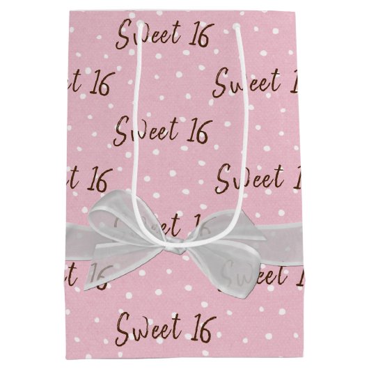 16-jarige borst op pokadots medium cadeauzakje (Achterkant)