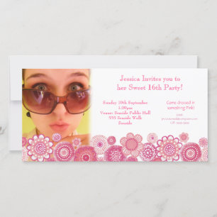 16-jarige fotokaart Sjabloon Sweet 16
