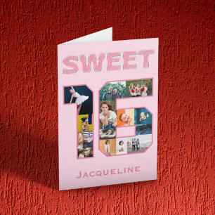 16-jarige roze fotokaart kaart