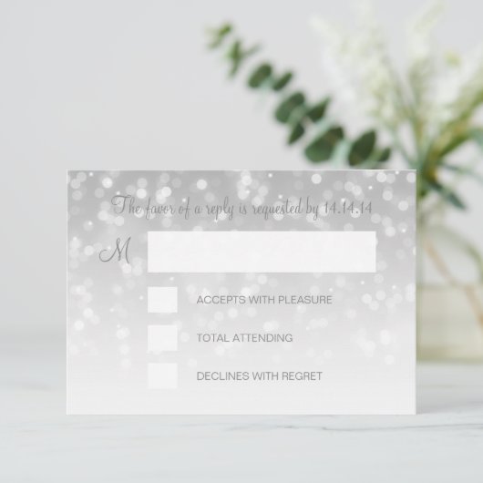 16-jarige RSVP Silver Bokeh Sparkle Lights (Staand voorkant)