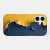 16 Jaune déchiré et bleu _ coque iphone (Verso Horizontal)