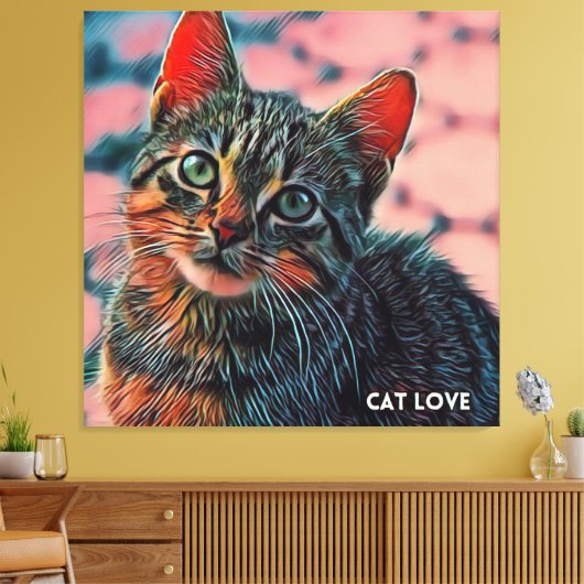16. Mooie schattige koele kleurrijke mooie kat Canvas Afdruk (Insitu (Woonkamer))