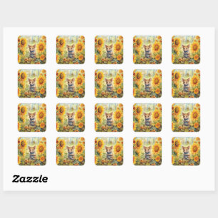 16 of 17 Zonnebloementuin Miceville Vierkante Sticker