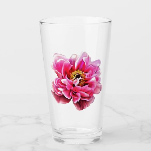 16 oz de verre tumbler pivoine rose (Devant)