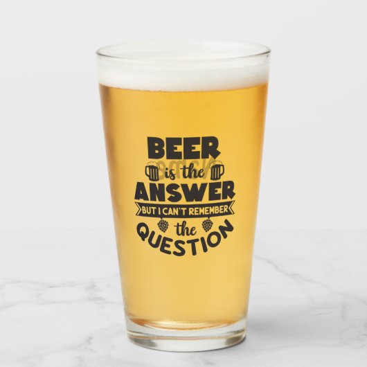 16 oz (once) de verre à bière - "Réponse à la bièr (Devant (rempli))