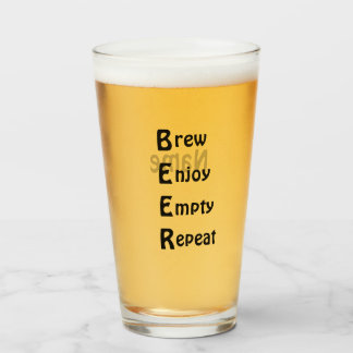 16 oz (ounce) pint bierglas – "B-E-E-R" Glas