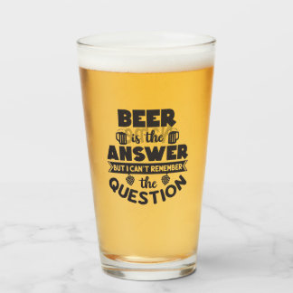16 oz (ounce) pint bierglas - "Beer Answer" Glas