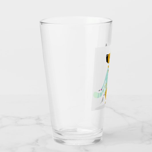 16 oz. Pint glas met hond en kat knuffelen (Rechts)