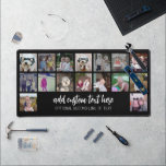 16 Photo Collage - Script Blanc 2 Lignes Texte<br><div class="desc">Ce montage photo amusant comprend une place pour 16 photos ou moments forts de la vie. La grille comprend un espace pour ajouter du texte dans une police de calligraphie manuscrite tendance. Pour obtenir de meilleurs résultats, recadrez vos photos en carré avant de les télécharger. Si vous devez ajuster l'illustration...</div>