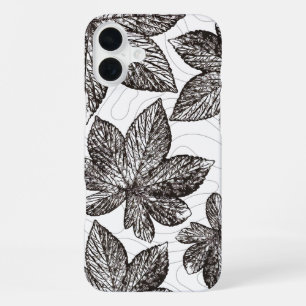 16 Plus Coque iphone d'art de la ligne feuille dessinée à