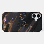 16 Plus Coque Monogrammé Black Gold moderne - Mate iPhone (Verso Horizontal)