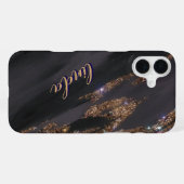 16 Plus Coque Monogrammé Black Gold moderne - Mate iPhone (Verso Horizontal)