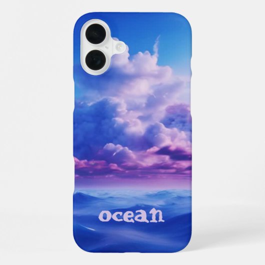16 Plus Coque Monogrammé Océan Bleu - Mate iPhone (Verso)