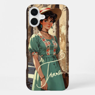 16 Plus Coque monogramme vintage - Mate iPhone
