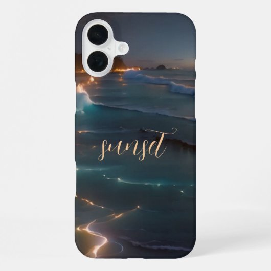 16 Plus Sunset Ocean Monogrammed Coque - Mate iPhone (Verso)
