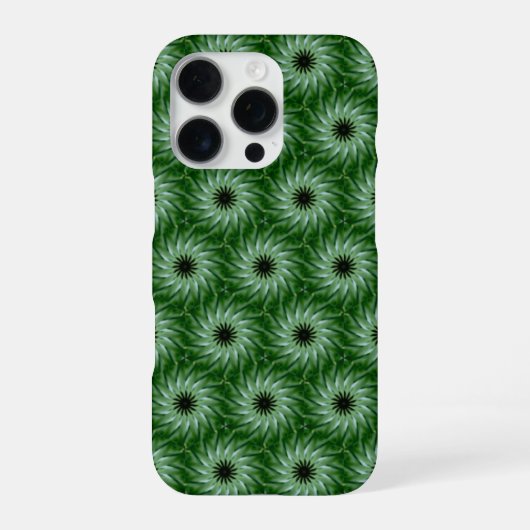 16 Pro Coque iphone de Motif unique Circulaire Vert Fleur (Verso)