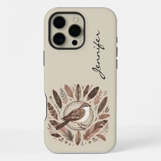 16 Pro Max Boho Bird Indian Feather iPhone / coque ipad (Verso)