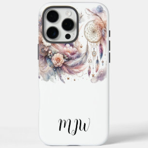 16 Pro Max Boho Floral Feather iPhone / coque ipad