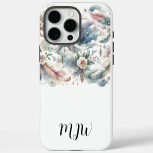 16 Pro Max Céleste Boho Feather iPhone / coque ipad
