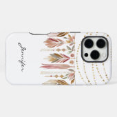16 Pro Max Coque iPhone à plumes Boho indiennes Groovy (Verso Horizontal)