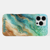 16 Pro Max Coque iphone de nom personnalisé Ocean Swirl (Verso Horizontal)