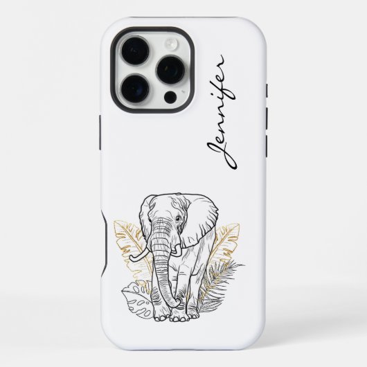 16 Pro Max Coque iPhone éléphant chic moderne (Verso)