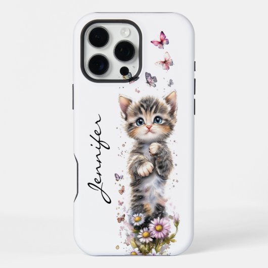 16 Pro Max Coque iPhone / iPad de chaton adorable (Verso)