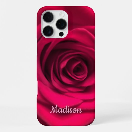 16 Pro Max Étui iPhone Coque Rose Rouge (Verso)