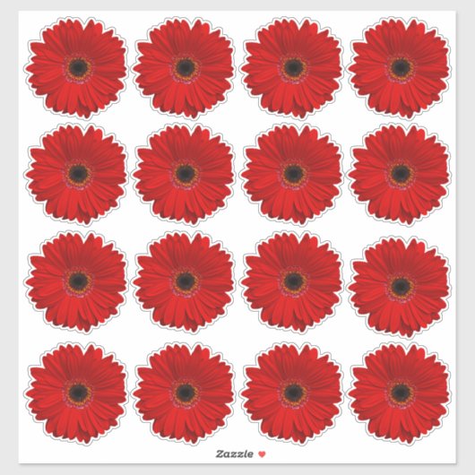 16 Rode Gerbera Margriet Bloem Kiss-Cut Stickers (Vel)