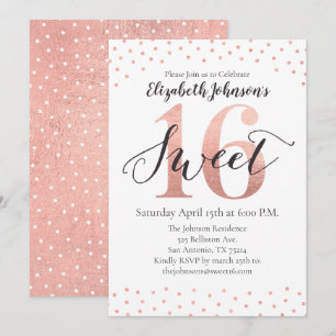 16 Roos Gold Foil Birthday Invitation Kaart
