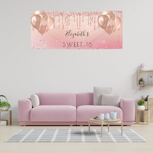 16 roze roze roze goudballonnen spandoek
