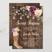 16 Rustic Boho Floral String Lights Invitati Kaart (Voorkant / Achterkant)