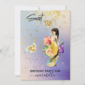 *~* 16 SWEET SIXTEEN Floral Mermaid Birthday Kaart (Voorkant)
