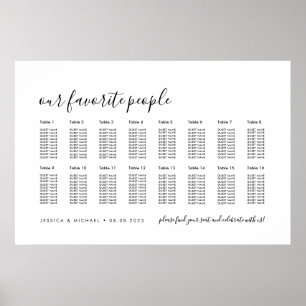 16 Tabel Elegant Wedding Guest Seating Chart Poster