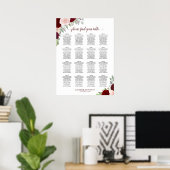 16 Tabel Rood en roze Floral Wedding Seating Chart Poster (Thuiskantoor)