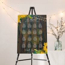 16 Table Tournesols rustiques GRAPHIQUE DE SIÈGE