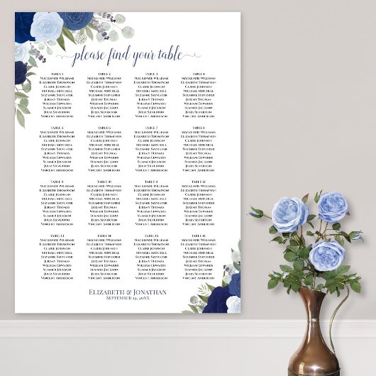16 Tableau Boho bleu Mariage floral
