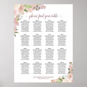 16 Tableau Boho rose Mariage floral
