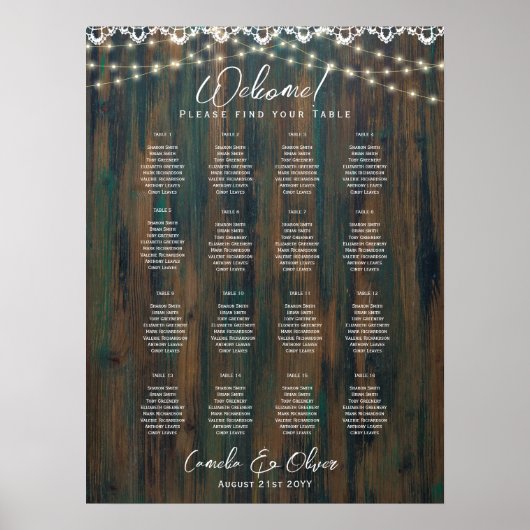 16 Tableau Éclairages de dentelle rustique SEATING (Devant)