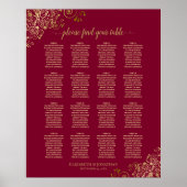 16 Tableau Élégant Burgundy & Gold Seating Chart (Devant)