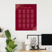 16 Tableau Élégant Burgundy & Gold Seating Chart (Bureau à domicile)