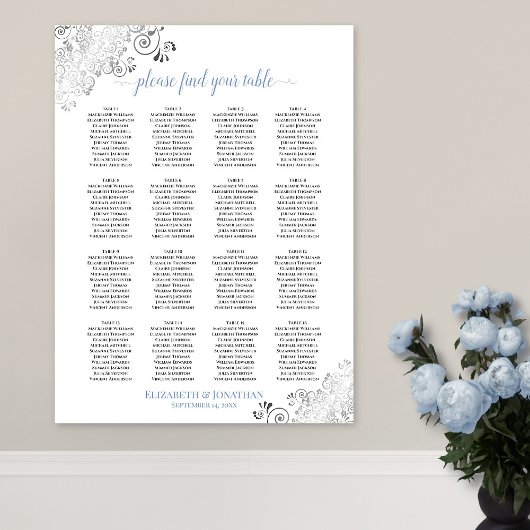 16 Tableau Mariage à la frilée Tableau Sièges blan